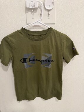 Champion Olive Green Logo Tee for Kids